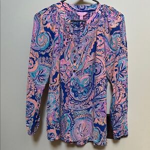 EUC. Lily Pulitzer long sleeve silk blouse.